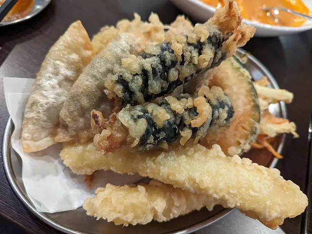 Korean food served at a tteokbokki restaurant.