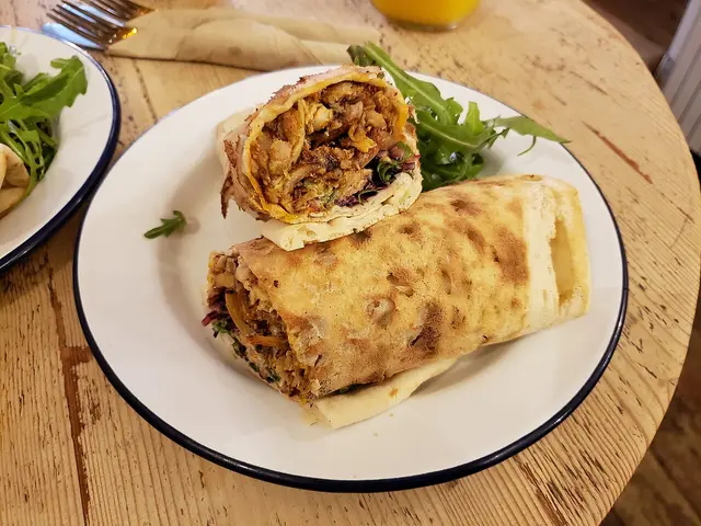A handmade chicken shawarma wrap.
