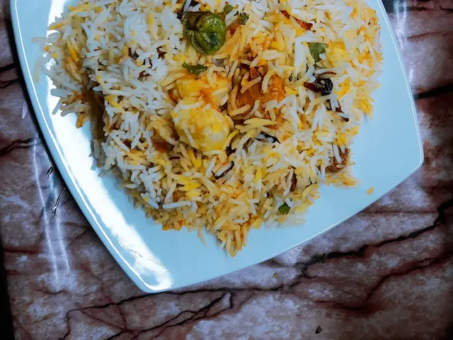 Lahori biryani, a spiced rice dish from Pakistani cuisine.