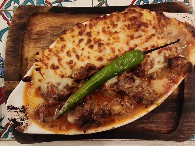 A kebab dish served at a Turkish restaurant.