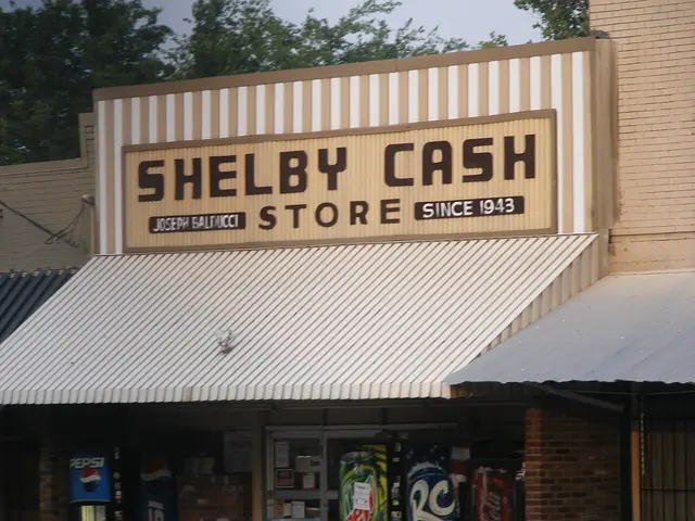 The exterior of a small-town grocery store.