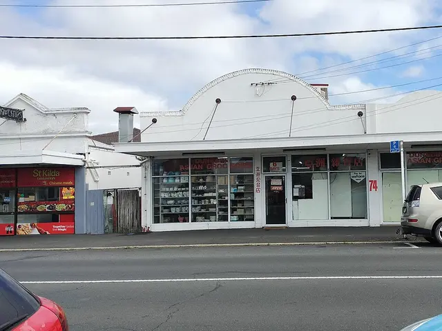 The storefront of an Asian groceries shop on a street in Dunedin, New Zealand