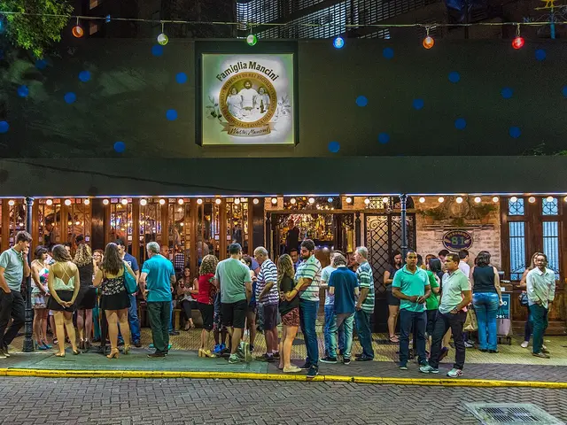 Facade of Famiglia Mancini restaurant in downtown São Paulo, Brazil.