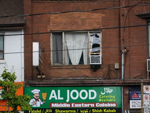 The storefront of a Middle Eastern restaurant in Toronto.
