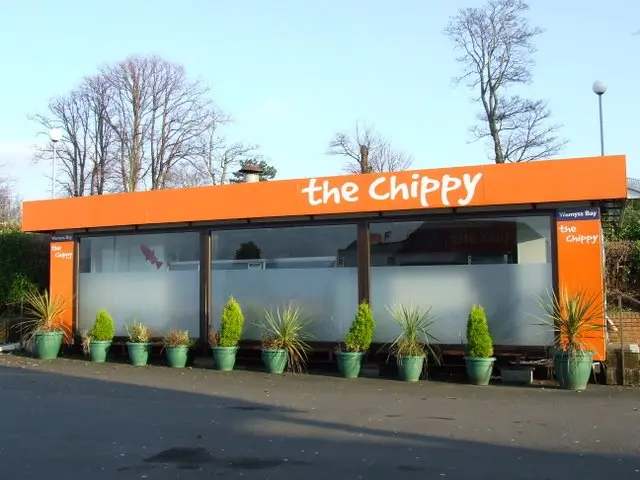 Exterior of a chip shop at a holiday park.