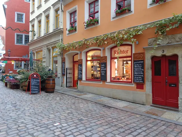 Storefront of the Fleischerei Richter butcher shop in Meissen, Germany.