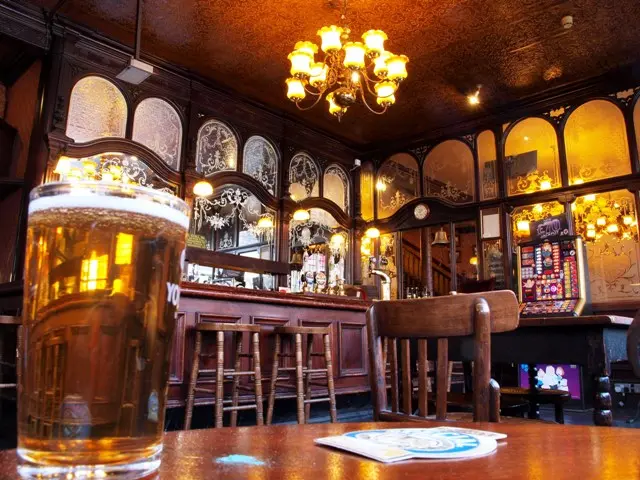 Interior of the old public bar at The Spreadeagle pub in Wandsworth, London.