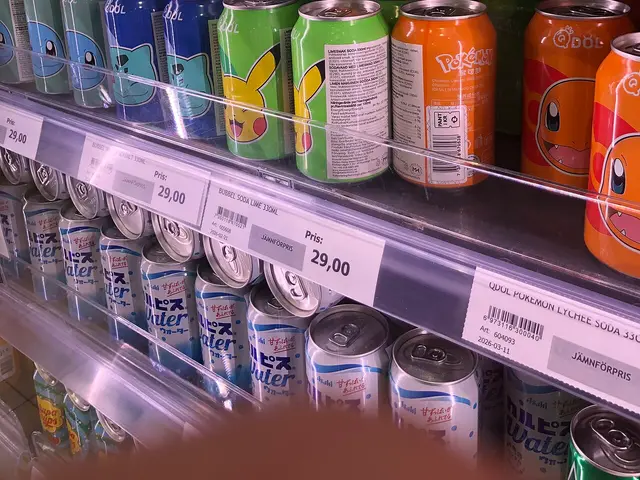 Another aisle of an Asian supermarket in Stockholm, Sweden, with shelves of grocery items.