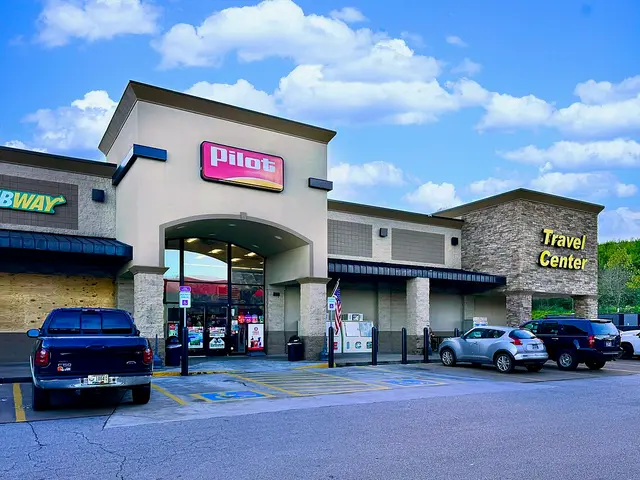 Exterior of a Pilot Flying J truck stop convenience store building in Cleveland, Tennessee.