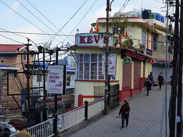 Exterior of the heritage Keventer's restaurant in Darjeeling, India.