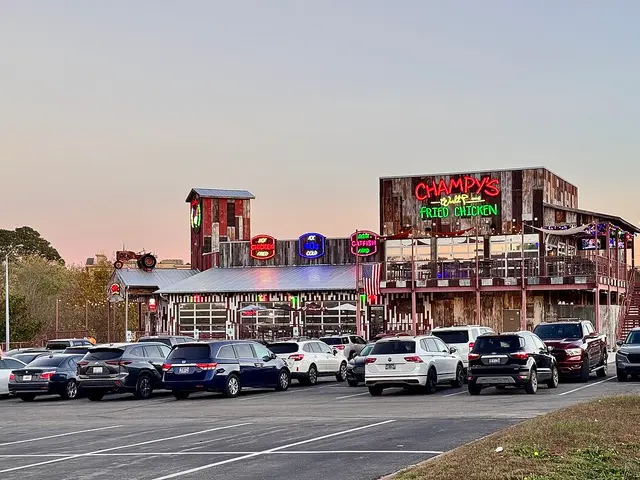 Exterior storefront of Champy's Famous Fried Chicken, a fried chicken restaurant in Cleveland, Tennessee.