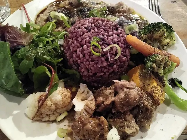A plated dish at a vegan restaurant.