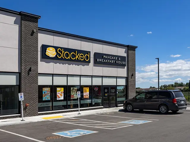 The exterior of a Stacked Pancake & Breakfast House restaurant in Ontario