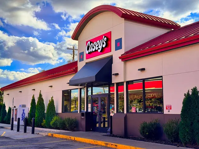 Exterior of a Casey's convenience store and fuel canopy in Farragut, Tennessee.