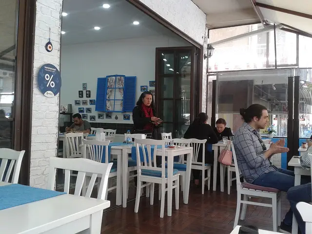 Interior dining area of a restaurant in Bahçelievler, Ankara, Turkey.
