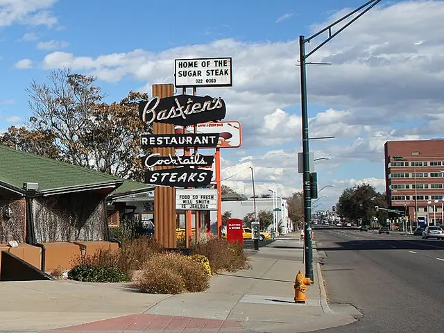 Exterior of the historic Bastien's Restaurant on East Colfax Avenue in Denver, Colorado.