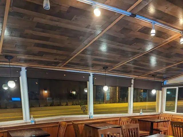 Evening interior of the dining room at a Thai restaurant in Malibu, California.