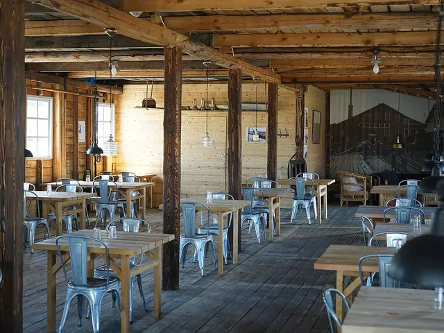 The interior of a pizzeria at a boatyard in Turku, Finland.