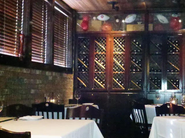 The dining room of a steakhouse restaurant in Portland, Oregon, after a remodel.
