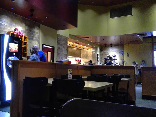 Order counter and soda machine inside a Pei Wei restaurant in Gainesville, Virginia.