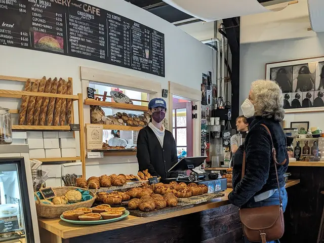 The interior of a bakery and cafe.