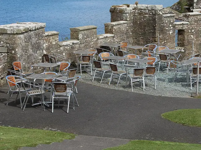 Courtyard seating area of a cafe at Culzean, Scotland.