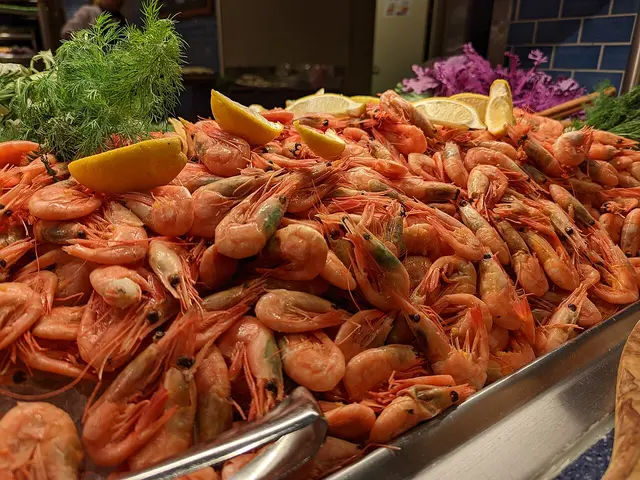 A Christmas buffet spread of catered dishes aboard the Viking Cinderella ferry.