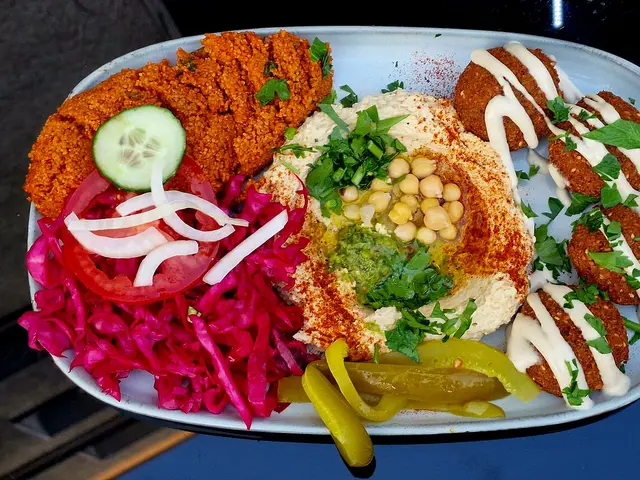 A falafel plate served at a Middle Eastern restaurant in Berlin.