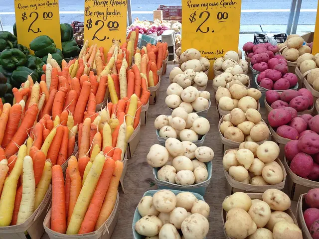 Fresh produce on display at an outdoor market in Ottawa, Ontario.