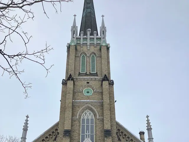 Exterior of First St. Andrew United Church, a stone church building in London, Ontario.