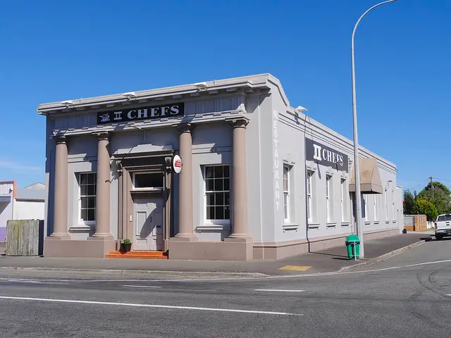Restaurant building on the corner of High Street and Caledonia Street in Hāwera, New Zealand.