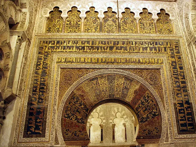 The ornate mihrab inside a historic mosque