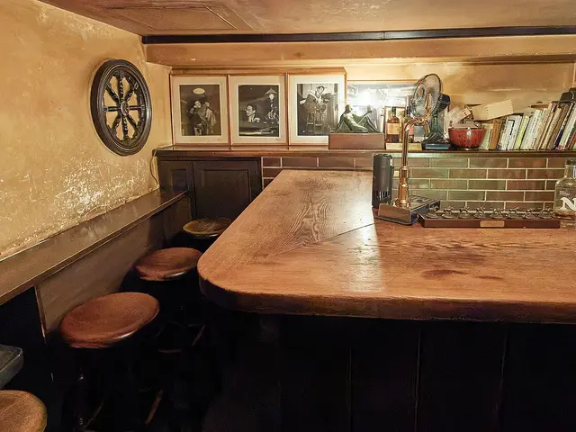 Interior seating of Bar Lupin in Ginza, Tokyo.