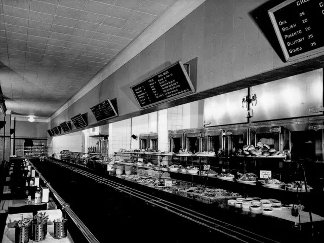 A 1961 photograph of the cafeteria dining area at a hotel in Ottawa, Ontario.