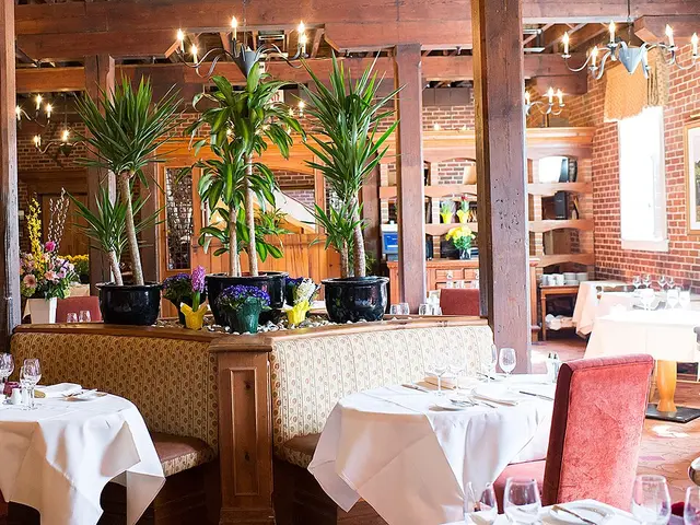 Dining room of the Cannery Restaurant at the Pillar and Post Inn in Niagara-on-the-Lake, Ontario.