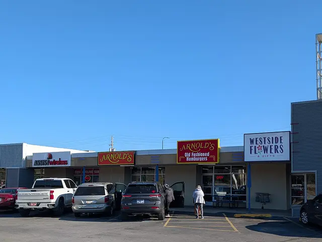 Storefront of Arnold's Old Fashioned Hamburgers restaurant in a strip mall in Tulsa, Oklahoma.