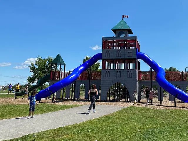 Parliament Buildings-themed play structure at Millennium Park, Orleans